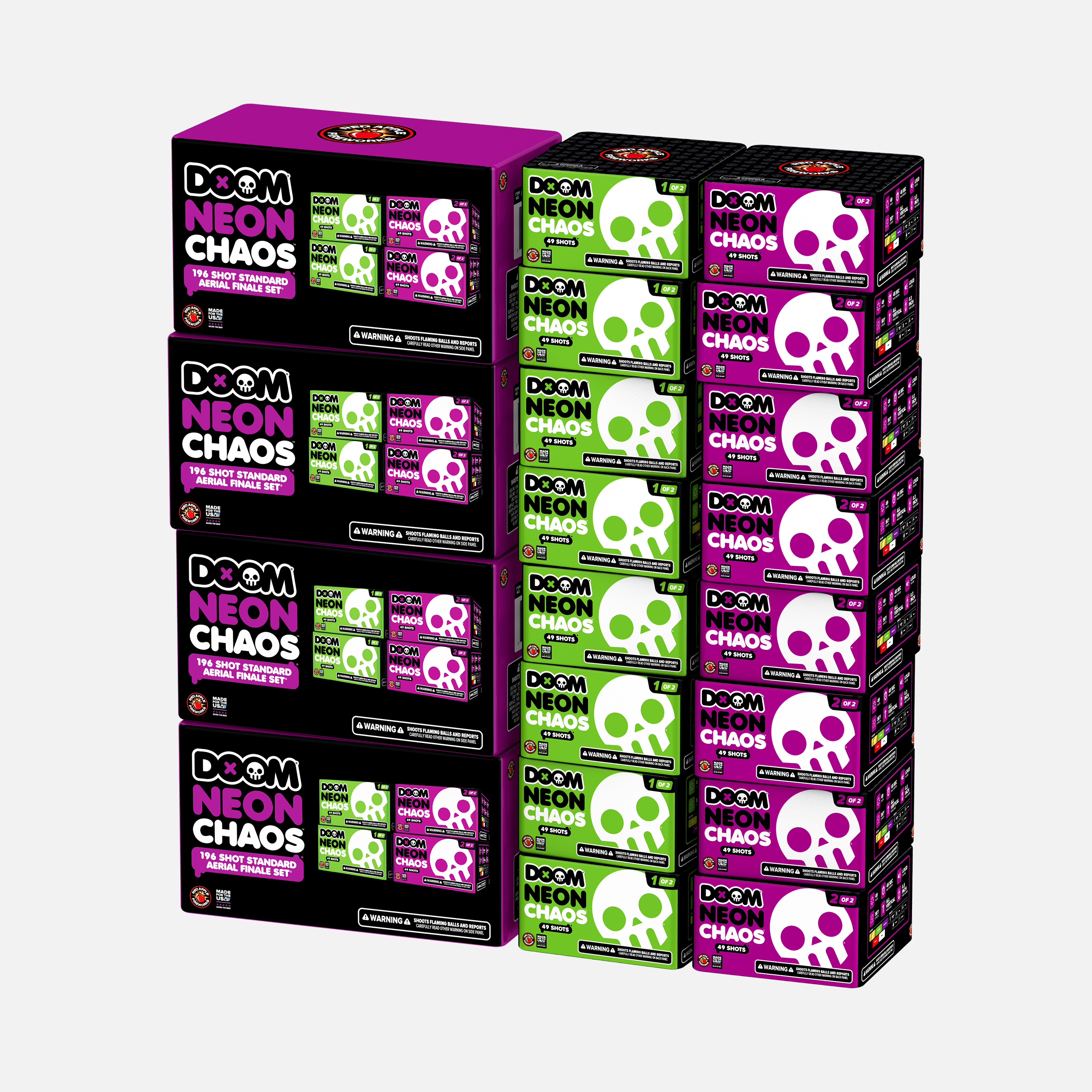 DOOM® Neon Chaos™ 196 Shots Standard Aerial Finale Sets®