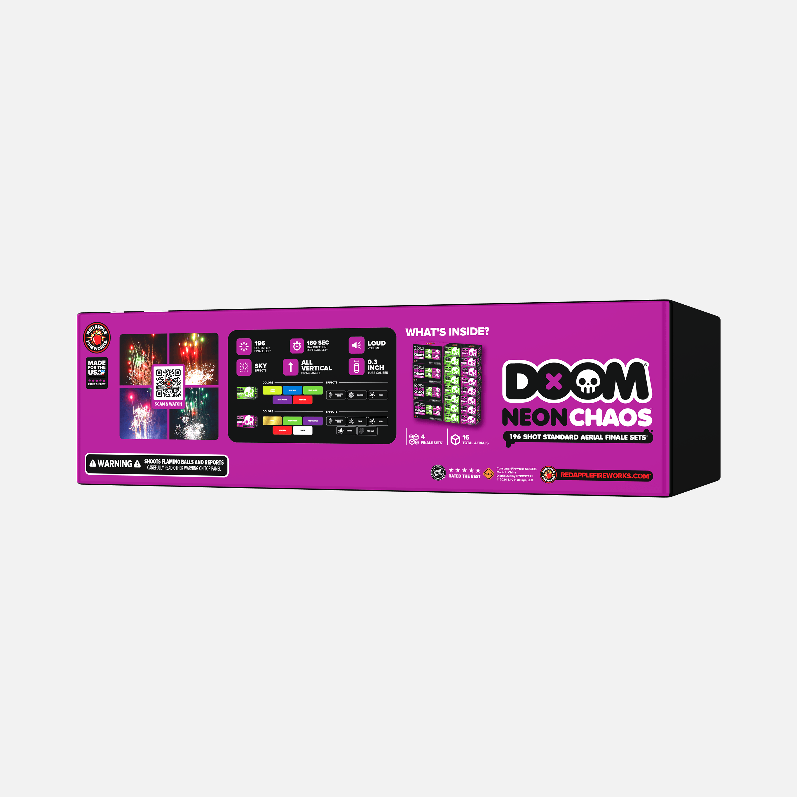 DOOM® Neon Chaos™ 196 Shots Standard Aerial Finale Sets®