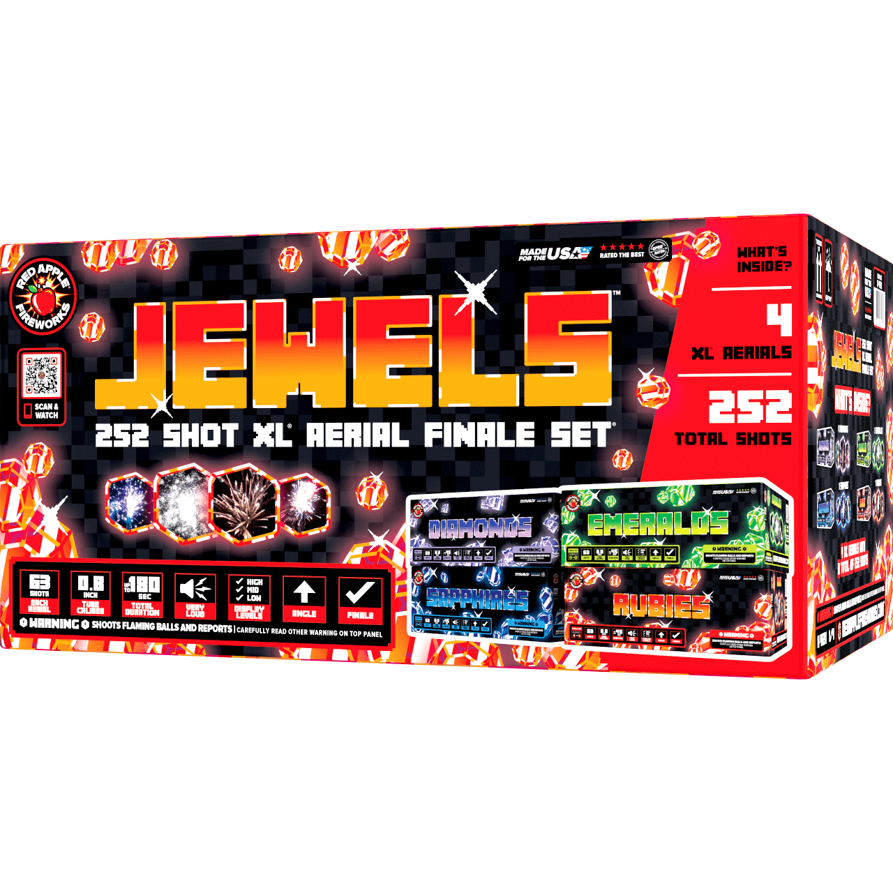 Buy the Jewels™ 252-Shots XL® Aerial Finale Set® – Red Apple® Fireworks