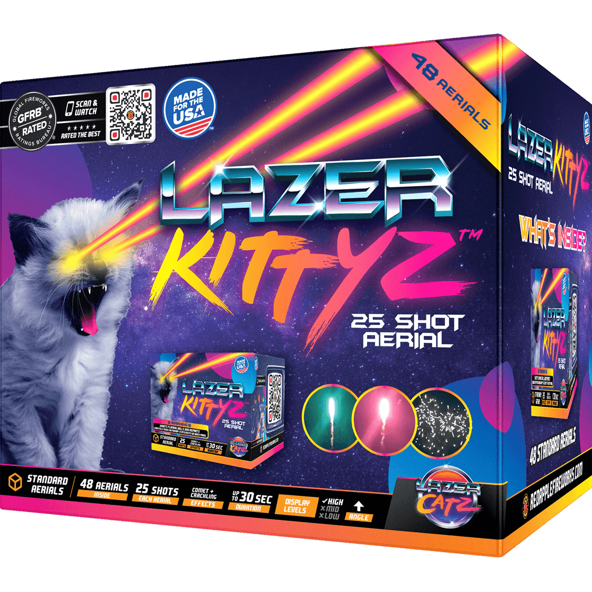 Buy Lazer Kittyz™ 25Shots Plastic Frame Fireworks Online Red Apple