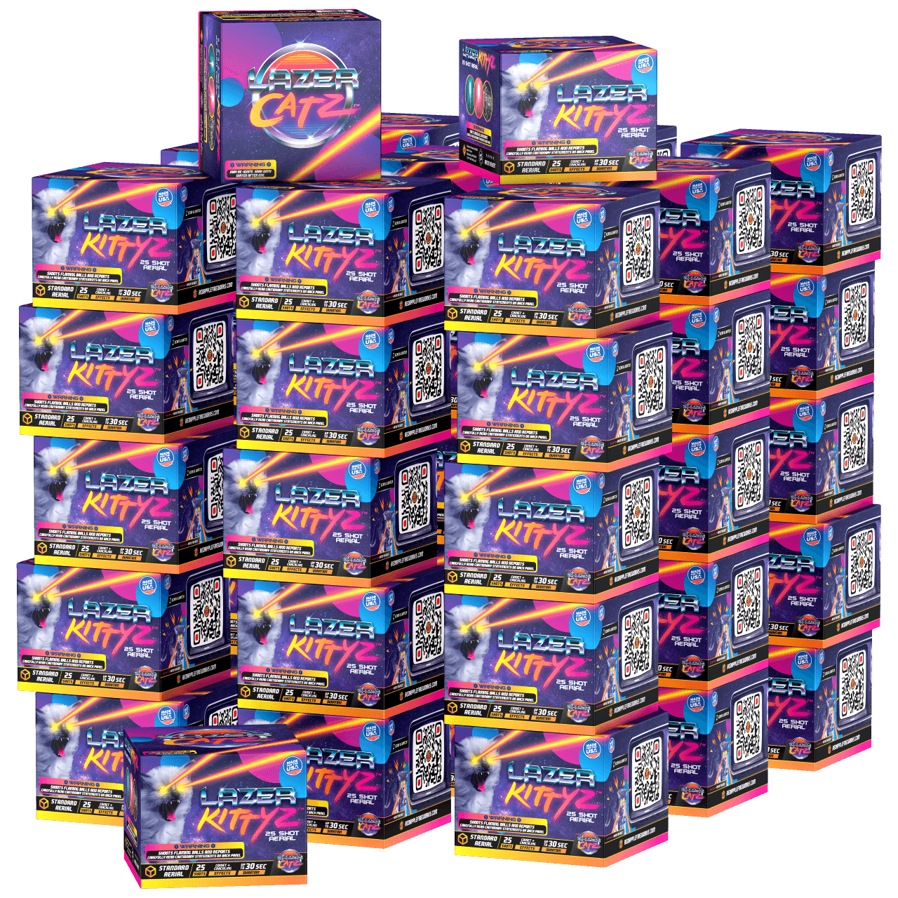 Buy Lazer Kittyz™ 25Shots Plastic Frame Fireworks Online Red Apple