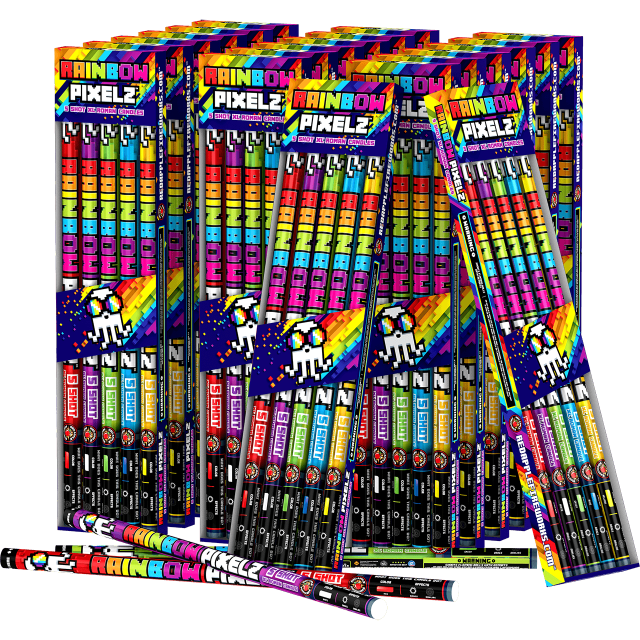 Rainbow Pixelz™ 5-Shots XL® Roman Candles