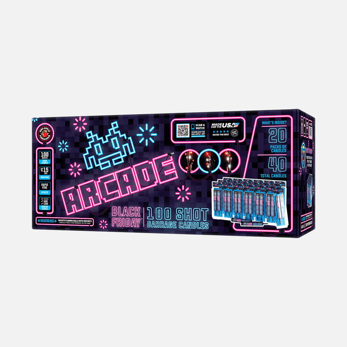 Black Friday Arcade 100 Shot Barrage Candles – Red Apple Black Friday Arcade 100 Shot Barrage Candles – Red Apple