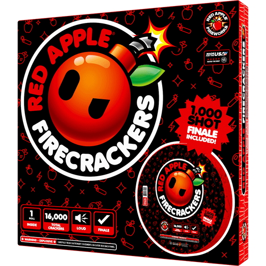 Red Apple® Bombs 16,000 Roll Flash Crackers with 1,000 Shot Finale