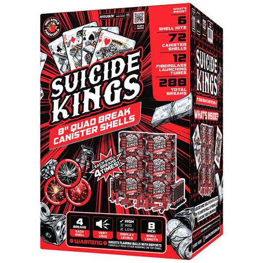 Suicide Kings™ 8 Inch Quad Break Canister Shells