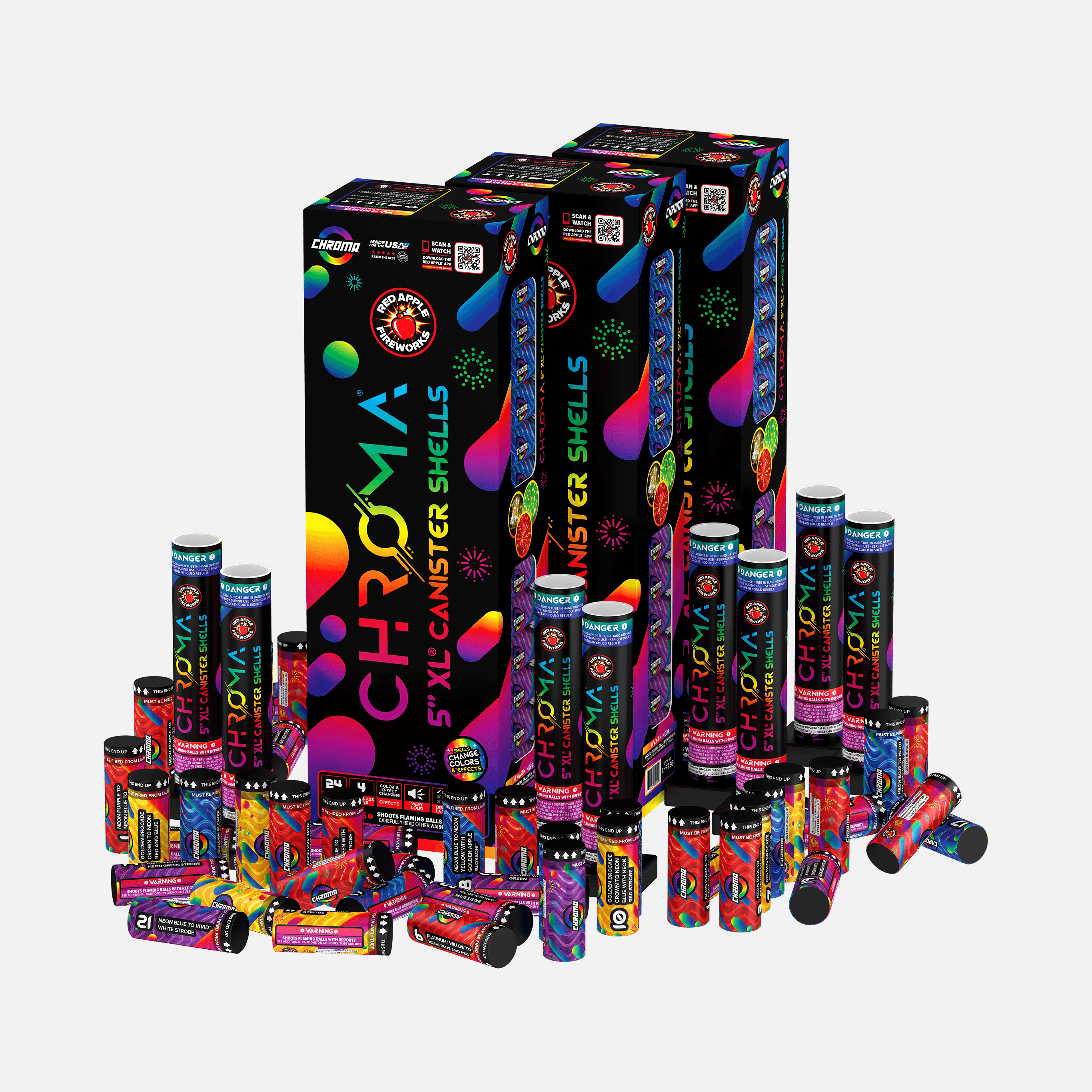 COLOR-CHANGING Chroma® 24 Shot 5 Inch XL® Canister Shells