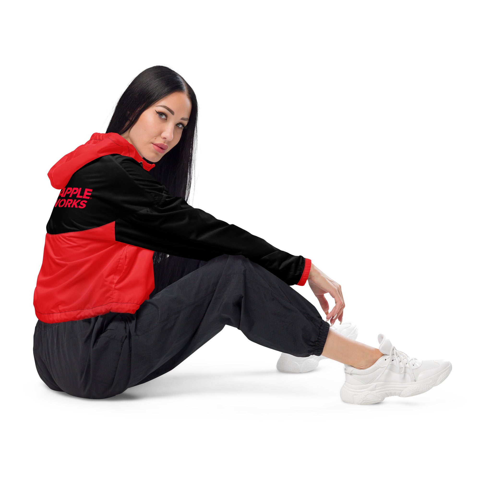 docomo red hurricanesフード付きジャケット Women's Cropped Red Apple® Logo Windbreaker